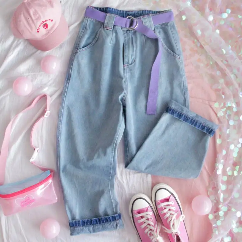 Милые милые джинсы с героями мультфильмов женские японские прямые брюки высокой