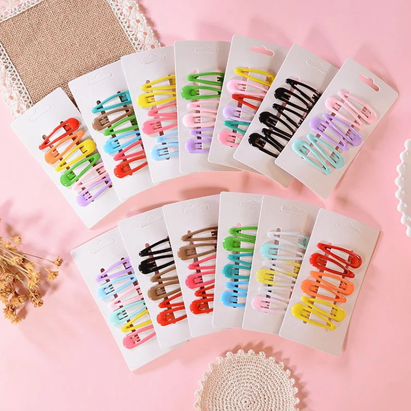 

6PCS Cute Snap Hair Clip Children Baby Kids Hair Pin Solid Color Metal Glitter Women Hair Barrette Hair Accessories