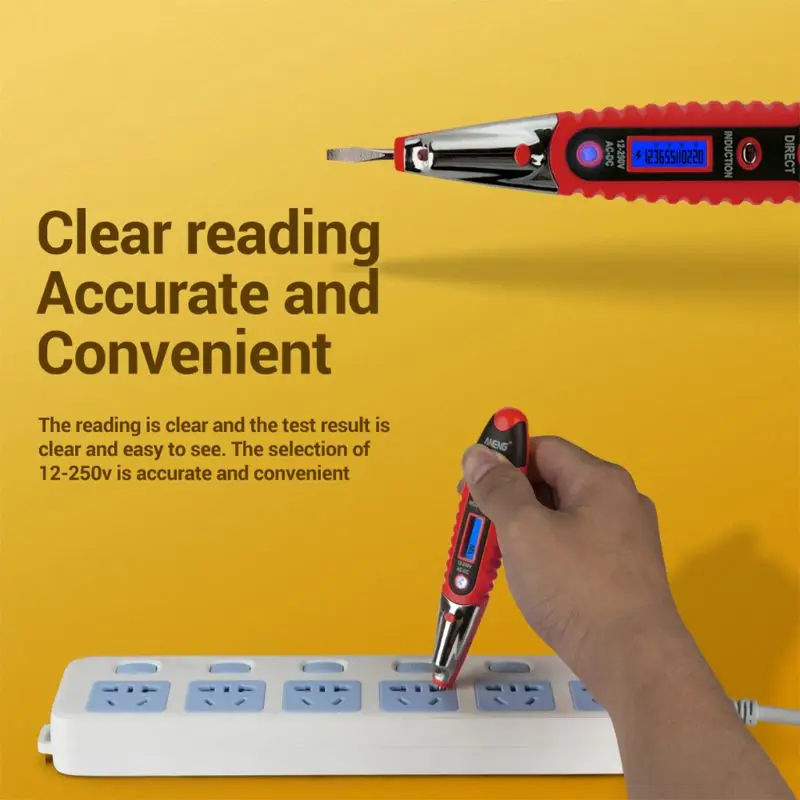 VD700 Digital Test Pencil Multifunction AC DC 12-250V Tester Electrical Detector Voltage Pen63HF | Инструменты
