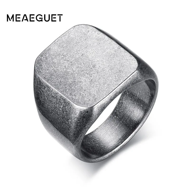 

Man's Signet Ring Wedding Band Unique Stainless Steel Plated Top Seal Promise Ringen Boy Male Accessories