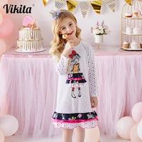 vikita girls dress autumn spring girl princess casual dresses children cotton dress for girls long sleeve children clothes