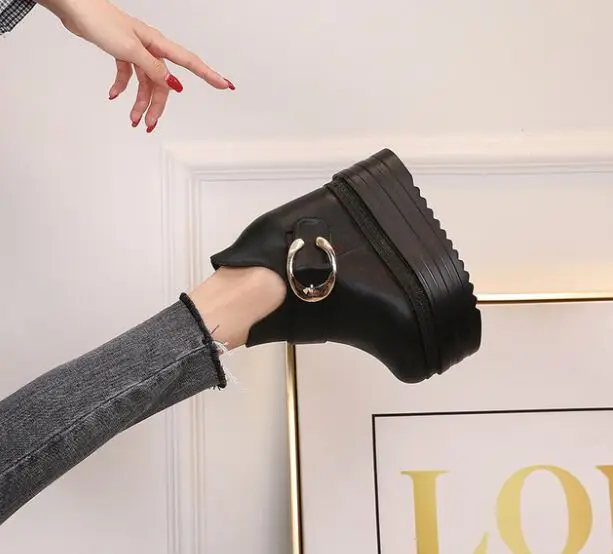 Женские ботильоны на очень высоком каблуке 13 см черные привлекательные ботинки