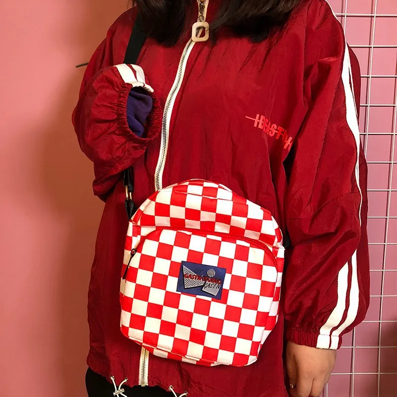 crossbody bag 5-2 Винтажный уличный Японский Корейский Холщовый клетчатый рюкзак для студентов, школьников, мужчин и женщин, Сумка с пряжкой на молнии, Студенческая дорожная сумка для книг - Цвет: crossbody bag 5-2