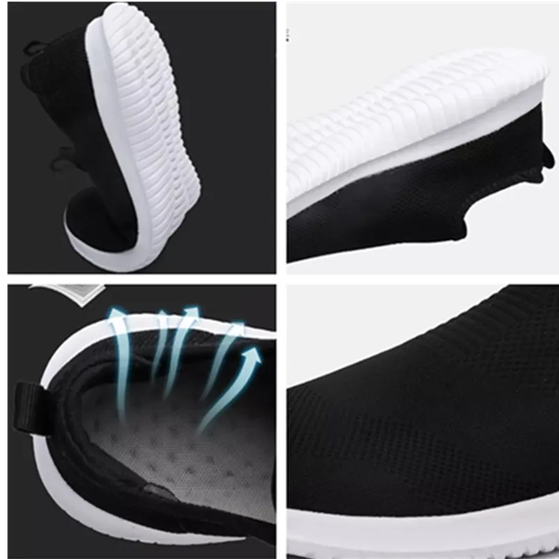 

AQLOAC Fly Weave Lighted Men Casual Shoes Jogging Masculino Women Slip On Running Men Couple Unisex Ultr