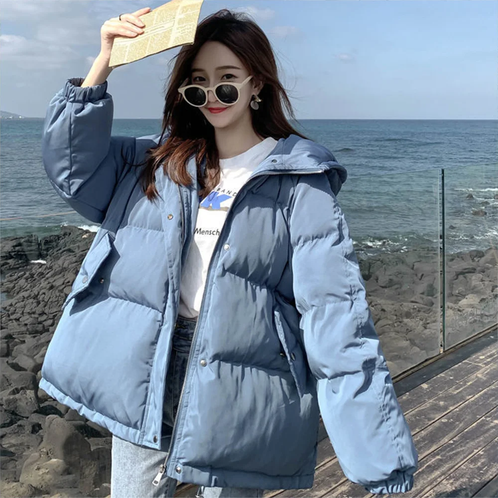 Winter Thick Warm Women Jacket Korean Style Loose Hoodie Down Jacket Cotton Padded Coat Coat 2021 Fashion Autumn Women Jacket