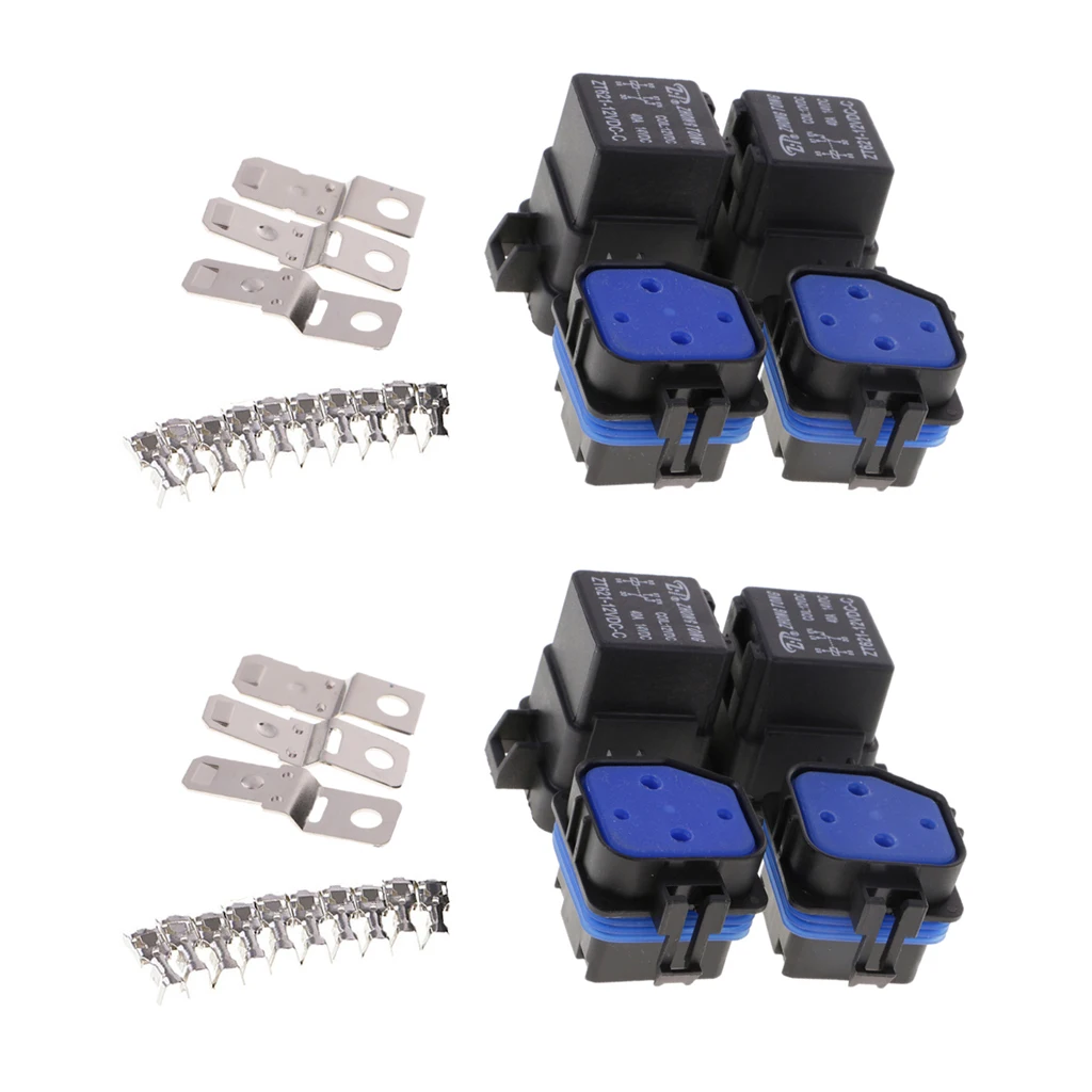 4 комплекта 12 В 40A AMP 5 Pin Реле и релейный держатель розетка интегрированный + клеммы