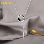 QMCOCO дизайн серебряного цвета простая круглая форма геометрический кулон ожерелье для женщин кисточка свитер цепь ручной работы шеи аксессуары