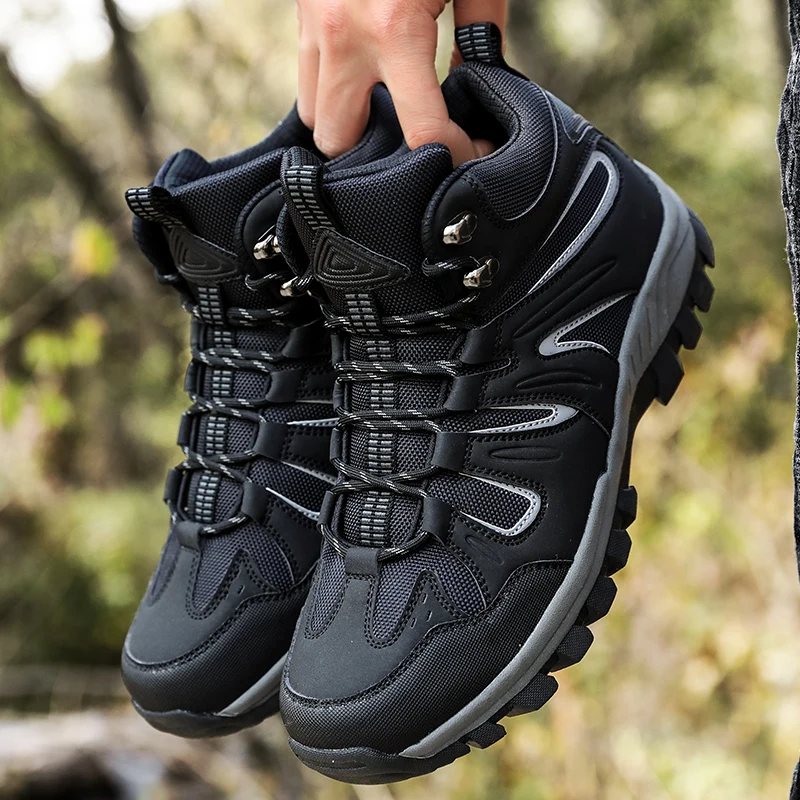 

Мужские уличные походные ботинки с высоким верхом, ботинки для походов по пересеченной местности, альпинистские кроссовки для скалолазани...