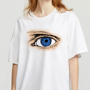 Beautiful face Tee Shirt eyelash Women Summer Casual Tshirts Tees Harajuku Korean Style Graphic Tops New Kawaii