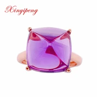 xin yipeng gemstone jewelry real s925 sterling silver inlaid natural amethyst ring fine anniversary gift for women free shipping