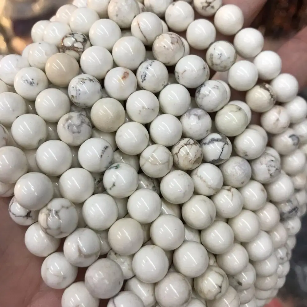 

Round Natural Turquoises Stone Beads DIY Loose White Turquoises Stone Beads Howlite Bead For Jewelry Making 4/6/8/10/12mm
