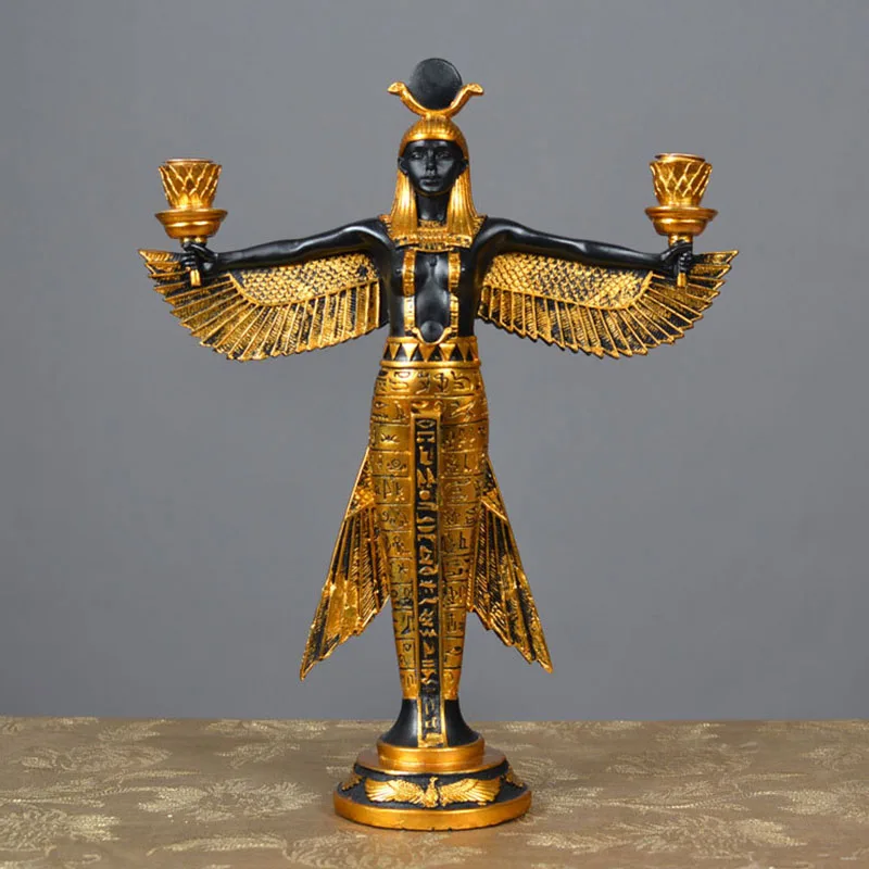 

Винтажная скульптура из Египта Исида, статуя бога, персонаж, настольный Ретро подсвечник, декоративное украшение, аксессуары для украшения ...