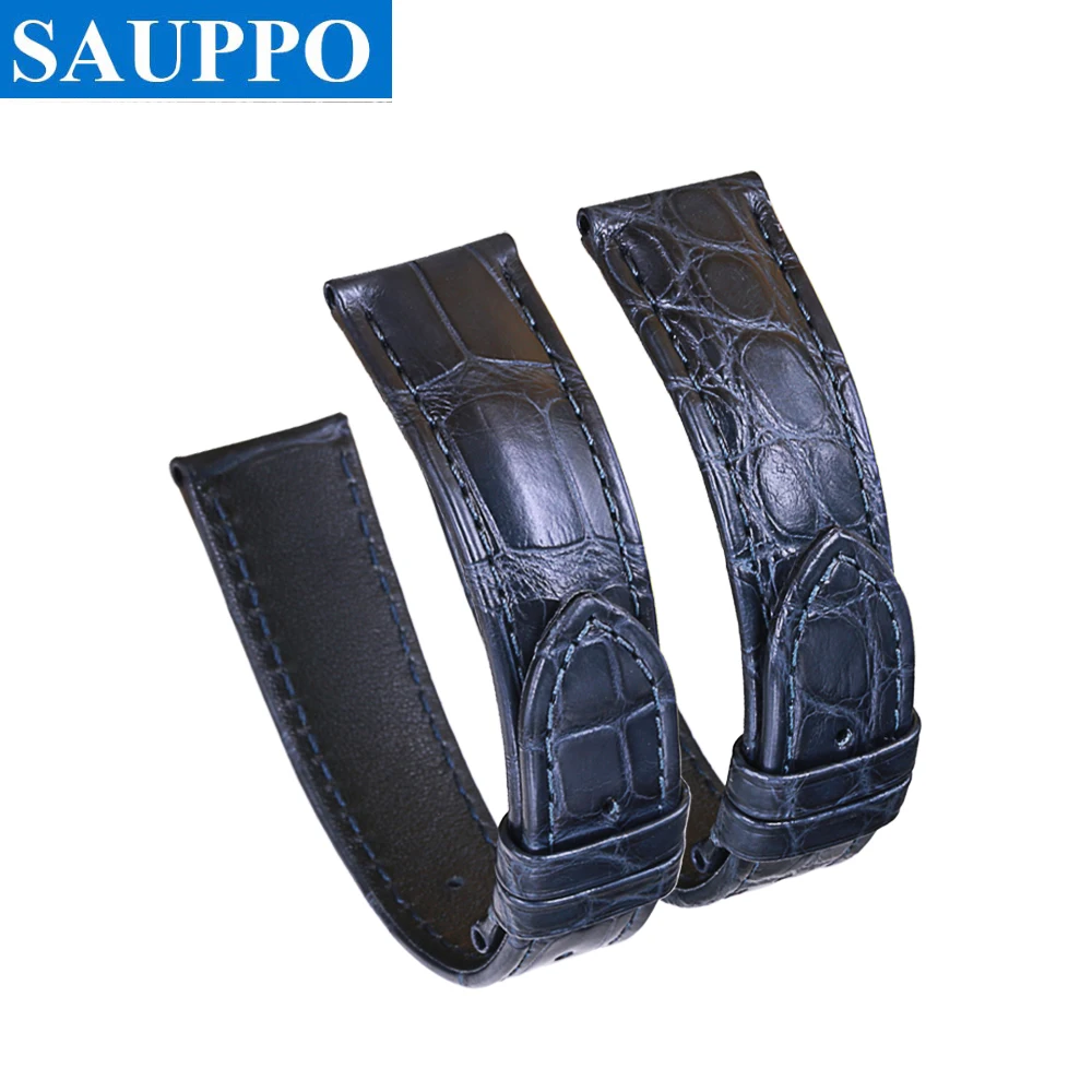 Высококачественный кожаный ремешок для наручных часов SAUPPO черный темно