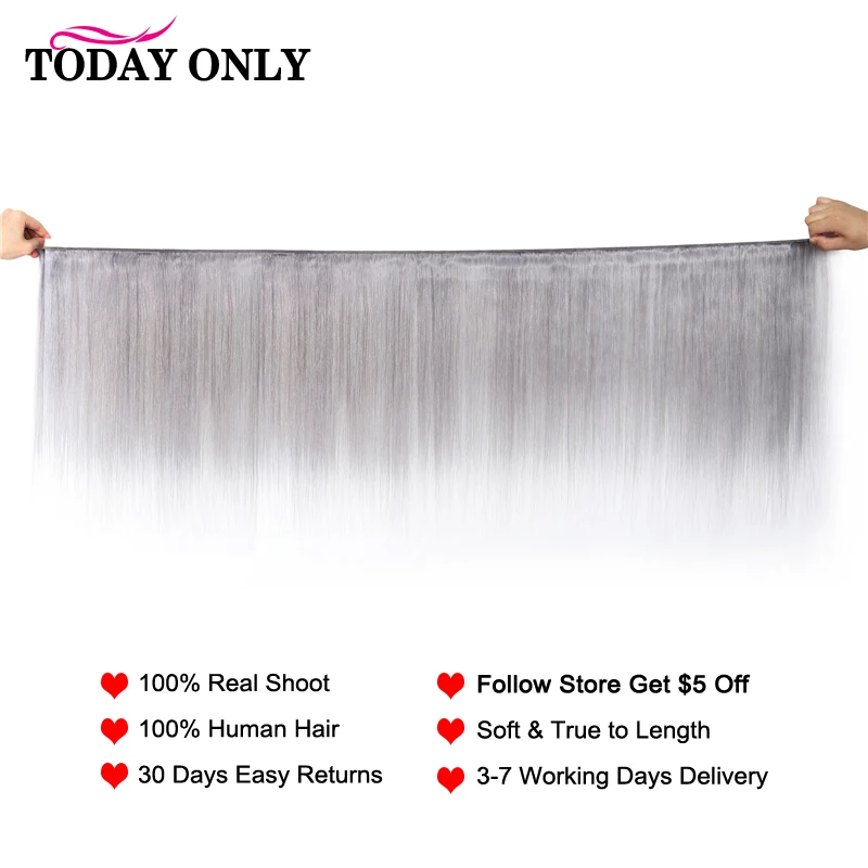 Сегодня только 3 пряди бразильские волосы волнистые серебристо серые прямые