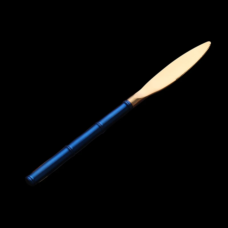 Горячая Распродажа столовый набор из вилок с синим золотом ножей столовых