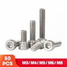 Винт шестигранный, M3M4M5M6M8, 50 шт., длина 6-50 мм, 304 дюйма, A2-70, из нержавеющей стали, DIN912