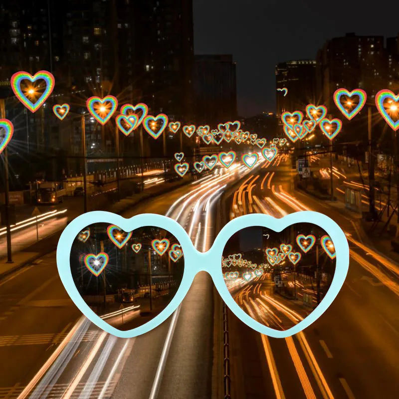 

Love Heart Shaped Effects Glasses Watch The Lights Change to Heart Shape At Night Diffraction Glasses Women Fashion Sunglasses