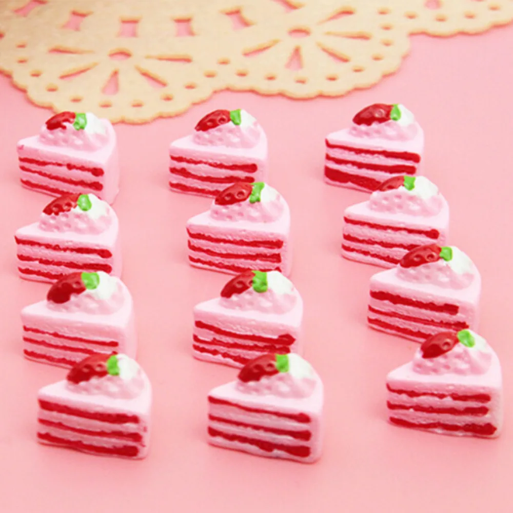 

10 Pcs DollHouse Cakes Kawaii DIY Miniature Artificial Fake Doll Food Cake Resin Ornament Craft Play Doll House Accessories