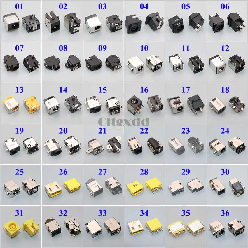 

Cltgxdd 36models 36pcs DC Power Jack Connector For ASUS Lenovo DELL HP Acer IBM Toshiba Laptop Notebook Netbook Charging Port