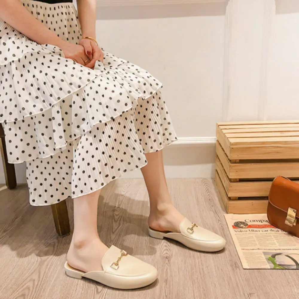 

Lazy Baotou half slippers women's summer wear flat bottom net red sandals
