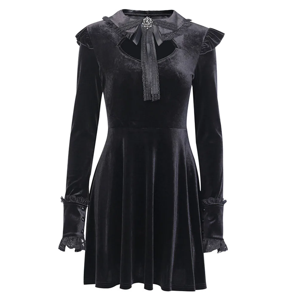 2019 женские платья черное сексуальное готическое кружевное плиссированное
