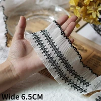 6 5cm wide white pleated chiffon elastic lace fabric embroidery fringe ribbon skirt cuffs collar ruffle trim diy sewing material