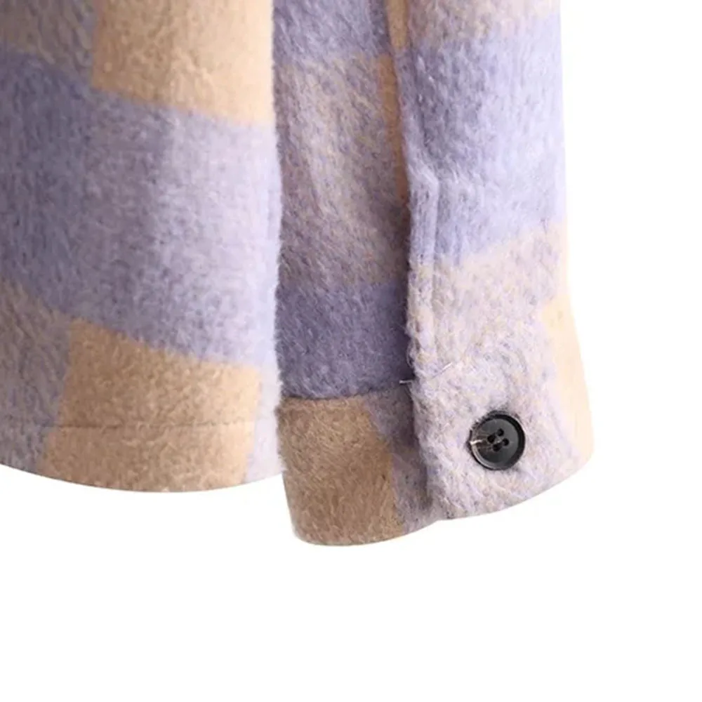 BBWM 2021 Осенняя женская фиолетовая клетчатая элегантная винтажная модная