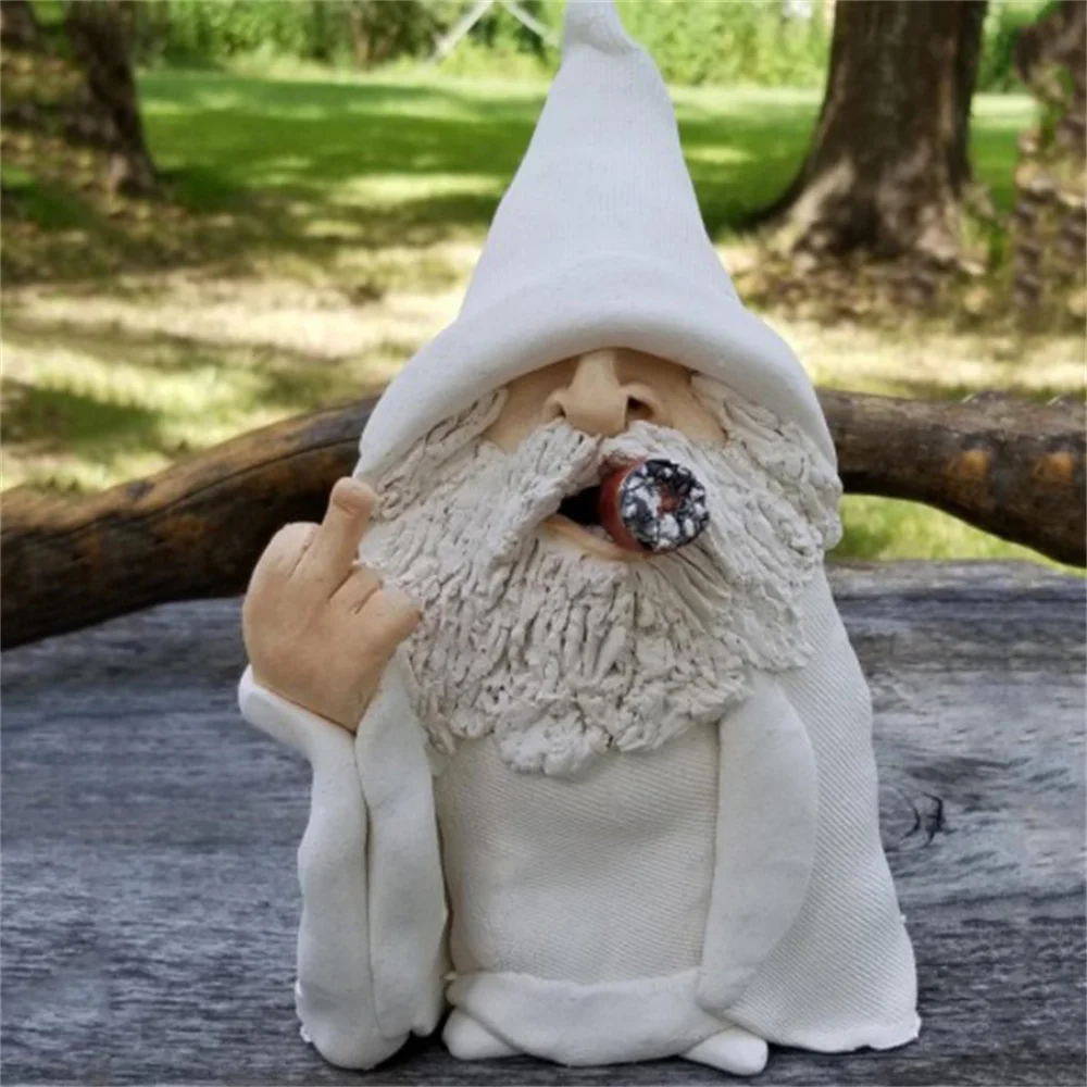 

Funny Smoking Dwarf Garden Sculpture Ornaments Scornful Wizard Gnome Statue Indoor Outdoor Figurine For Home Yard Garden Decor
