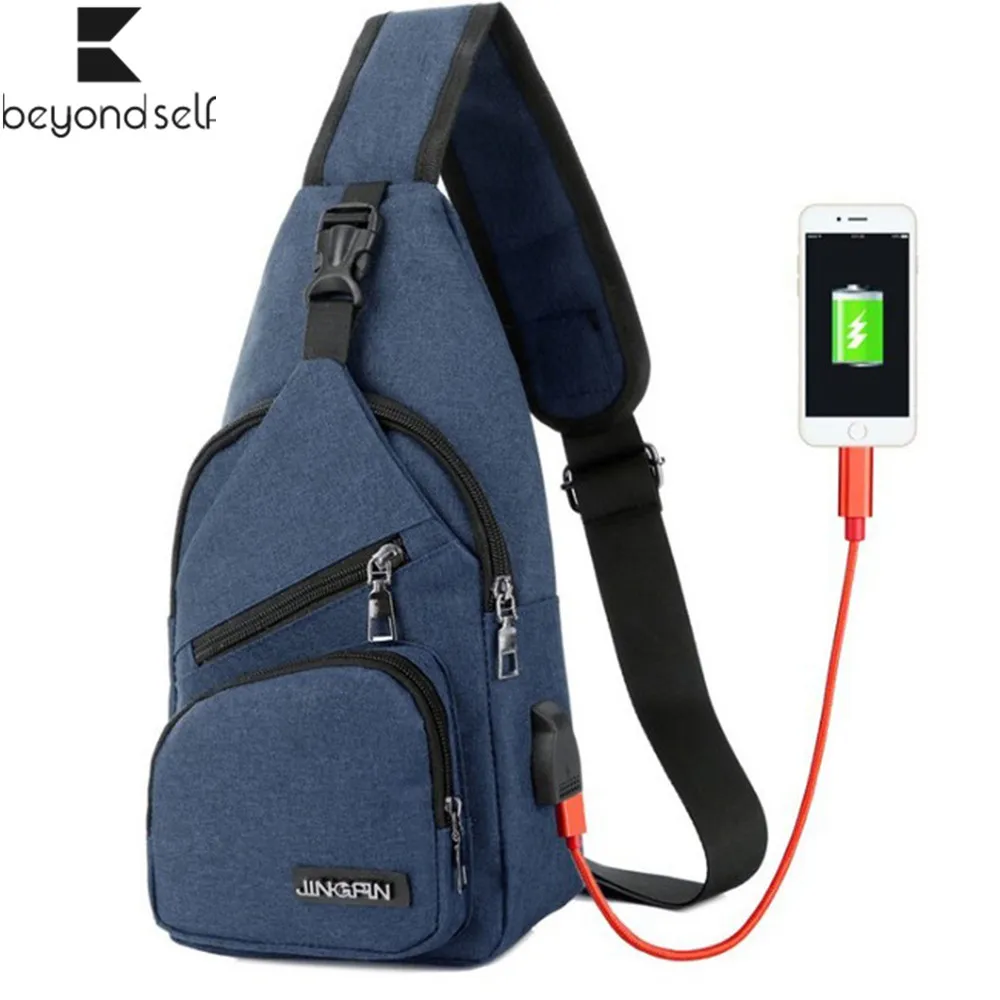 Usb зарядка нагрудная сумка водонепроницаемая износостойкая спортивная на одно
