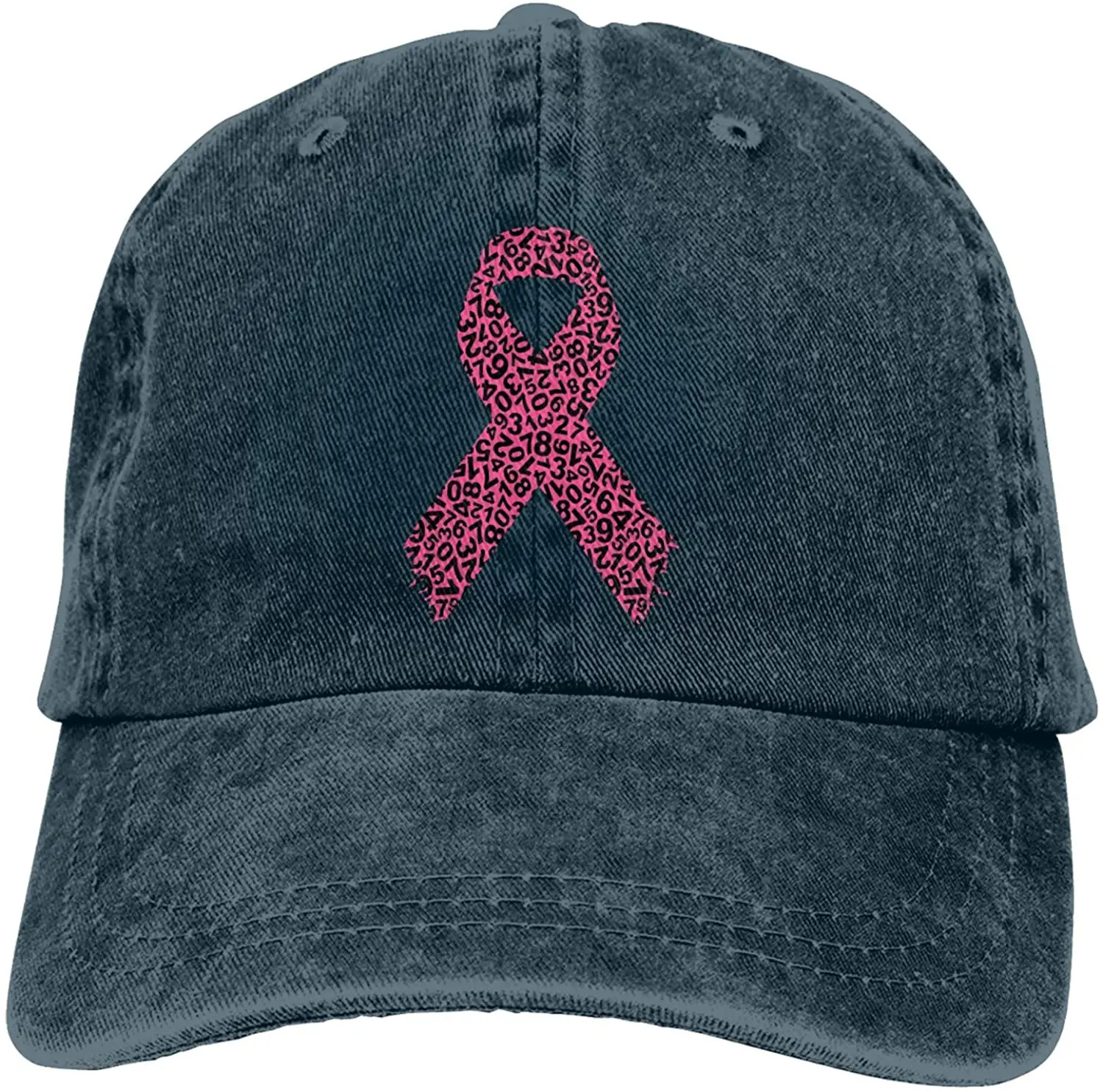 

Breast Cancer Awareness Typography Sports Denim Cap Adjustable Unisex Plain Baseball Cowboy Snapback Hat