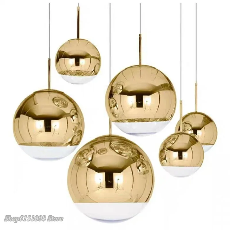 

Modern Silver Gold Glass Ball Pendant Light Round Pendant lamp Luminaire Dining Living Room Kitchen Hanging Lamp Light Fixtures