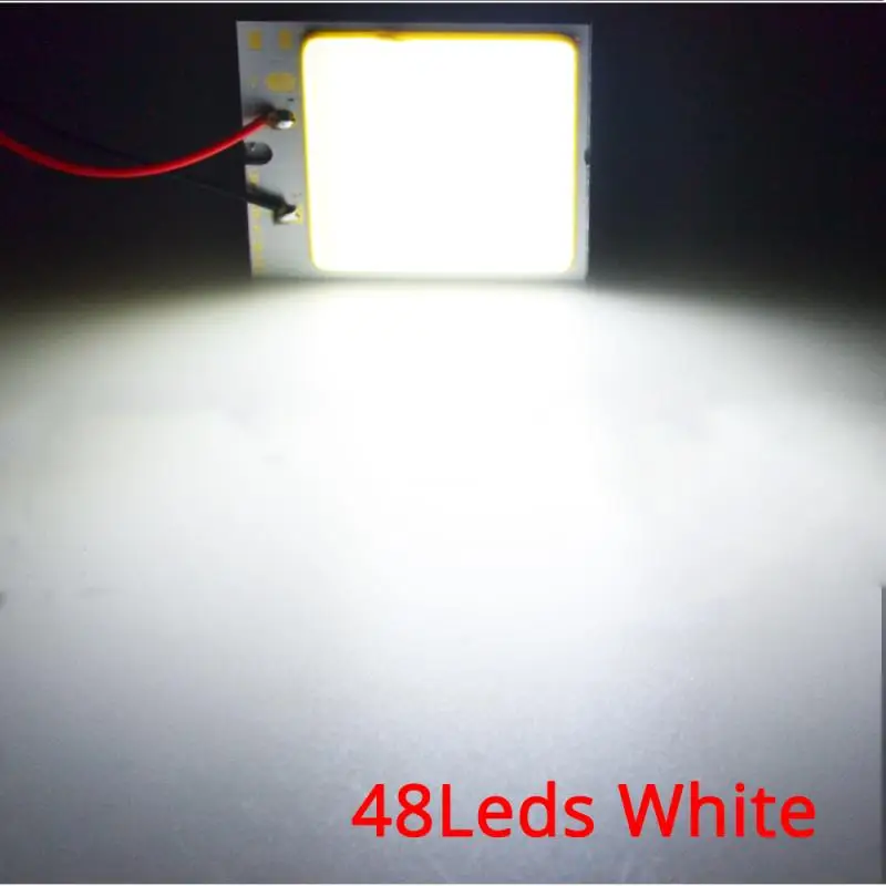 48SMD White Led 2X Белый T10 W5W C5W 24 36 48Smd Cob Светодиодная панель Авто для чтения карта лампа панель светильник купол фестон BA9S 3 адаптер DC 12v авто Led - Испускаемый цвет: 48SMD White Led
