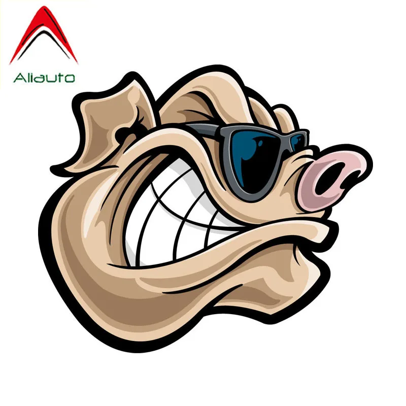 

Забавная мультяшная Автомобильная наклейка Aliauto, креативная мультяшная голова свиньи в очках, Водонепроницаемые Светоотражающие наклейки,...