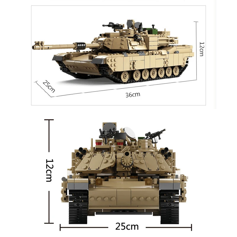 

1463 PCS 2in1 Military M1A2 Tank Abrams Main Battle Tank Building Block Sets Model Kits Bricks DIY Educational Toys for Kids
