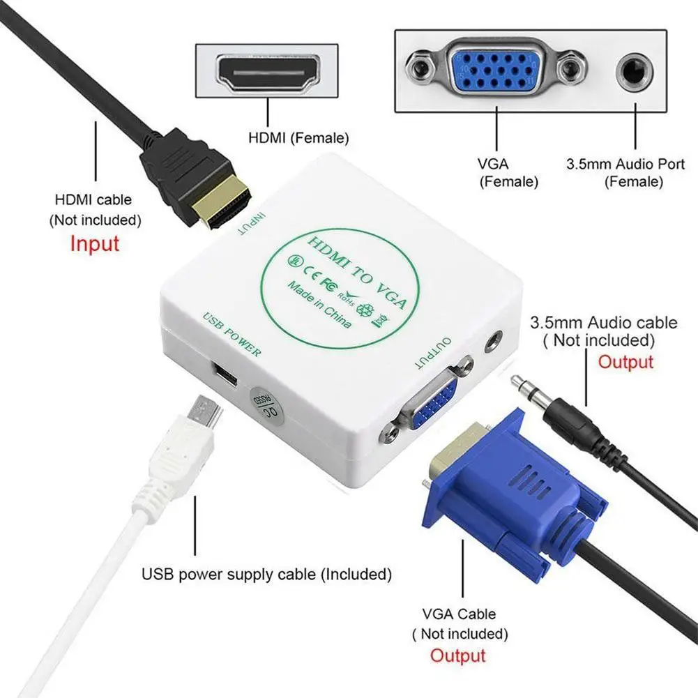 HDMI к RCA AV CVBS видео аудио сигнала конвертер адаптер ТВ VHS VCR DVD| |