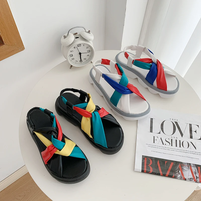

New summer ladies sandals, fashion platform platform sandals, girls retro literary outdoor casual shoes, non-slip wear-resistant