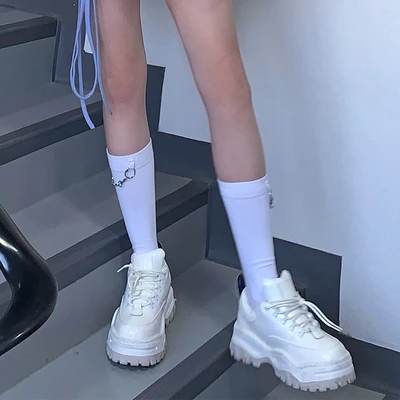 Носки женские с цепочкой в стиле гранж повседневные однотонные | Женская одежда