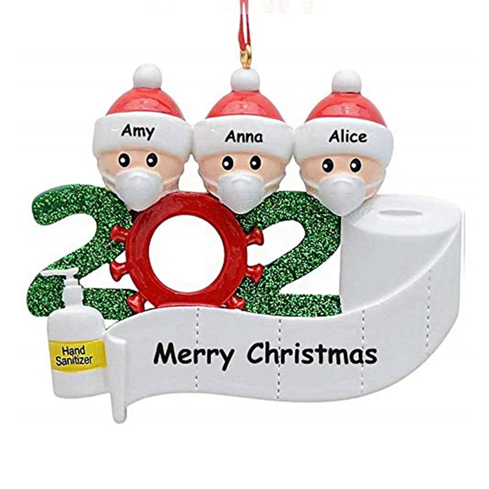 

2020 Quarantine Christmas Ornament Personalized Survivor Family 2 3 4 5 6 7 Snowman With Mask Xmas Tree Hanging Pendant Decor