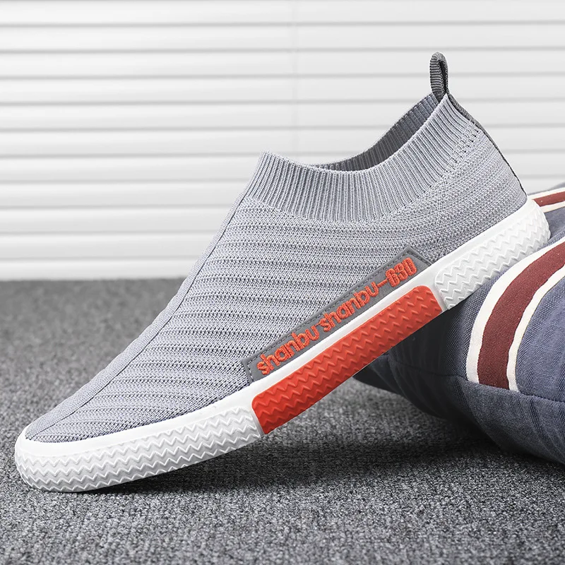 Мужские сетчатые кроссовки дышащие Нескользящие Сникерсы без застежки для