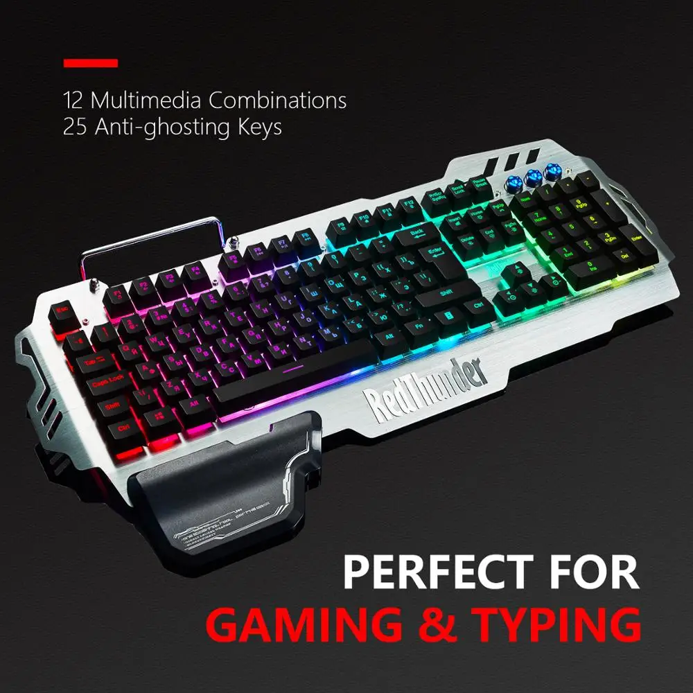 

RedThunder K900 RGB Wired Gaming Keyboard 25 Keys Anti-Ghosting Mechanical Feel Ergonomics for PC Russian Spanish French