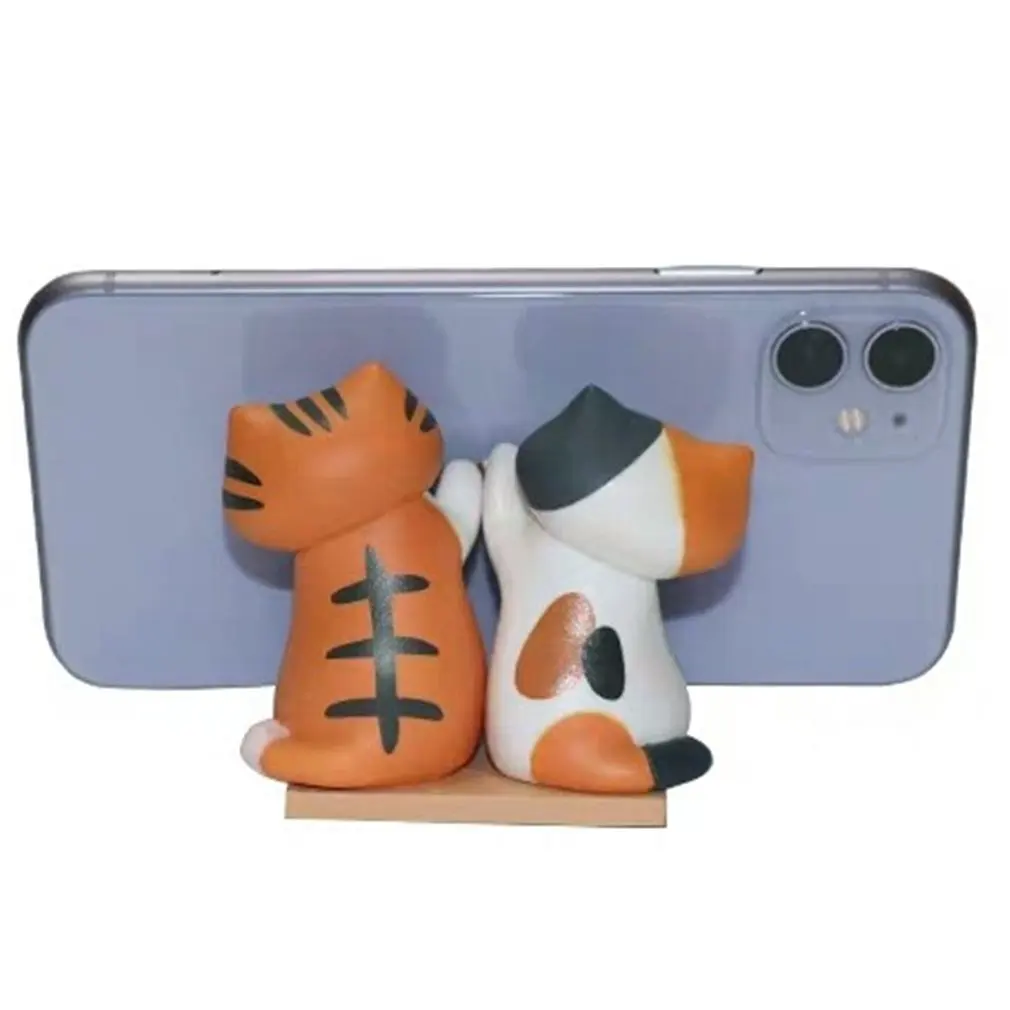 

Cat Mobile Phone Holder Orange Cat Decoration Desktop Cute Cartoon Mobile Phone Holder