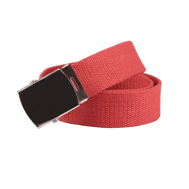 

Canvas Belts for Women Men Waist Belt Solid Color Fashion Automatic Smooth Buckle Casual Cowboy Black Red Long Belts for Jeans