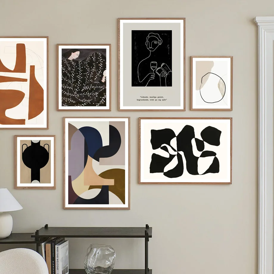 

Nordic Posters And Print Abstract Geometry Line Mirror Woman Modern Wall Art Canvas Painting Home Decor Pictures For Living Room