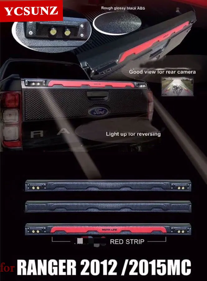 Отделка задних ворот грузовика со светодиодом для Ford Ranger T6 T7 T8 2012 2013 2014 2015 2016 2017 2018