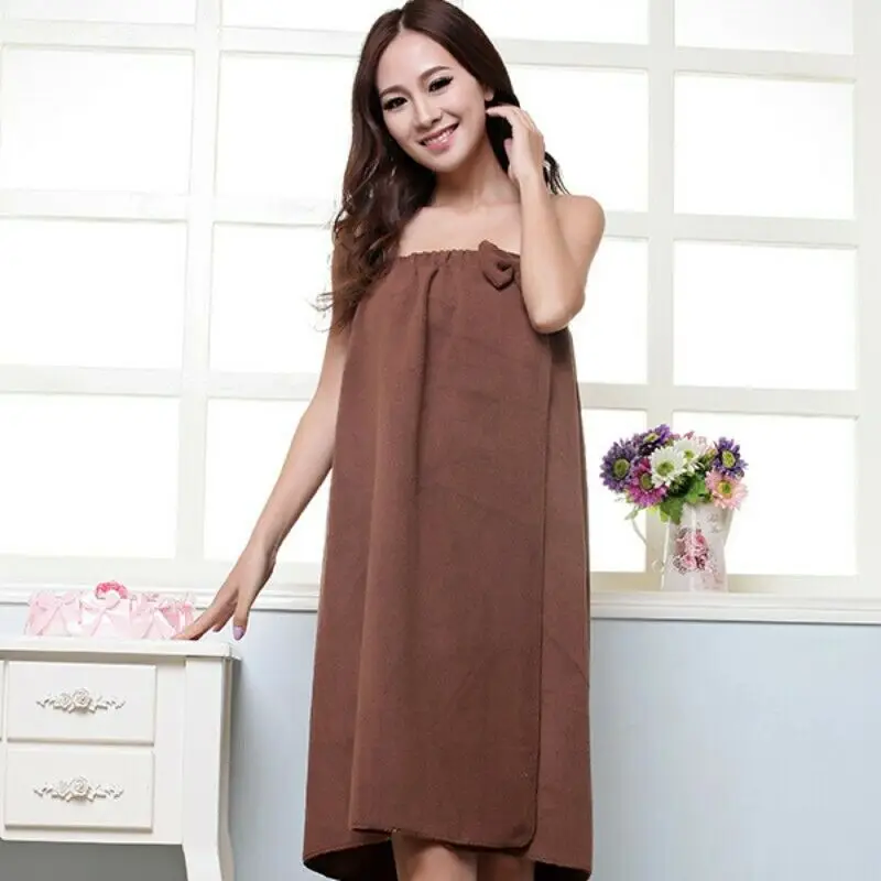 Микрофибра Для женщин Полотенце Ванной Душа халат бантом SPA абсорбент тела