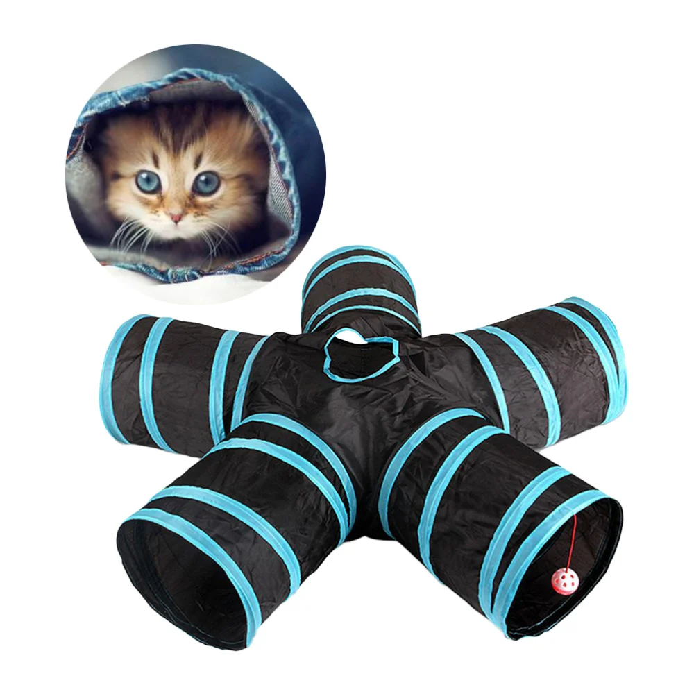 

1Pc Foldable Pet Animal Tunnels 5 Way Tubes with Crinkle Playing for Dogs Cats Guinea Rabbits