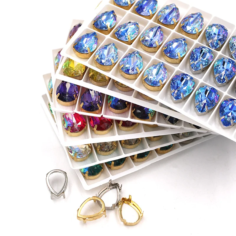 Стеклянные стразы в форме слезы с острым концом 10 х1 4 мм/13 х18 мм пришивные