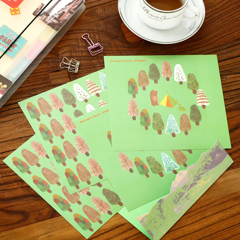 15 упаковок/лот норвежский лес дерево и Медведь Дизайн DIY Планета липкие бумажные