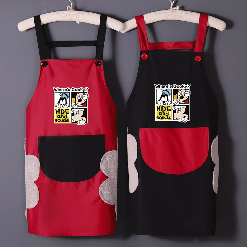 

Disney Mickey Mouse can wipe hands fashion waterproof kitchen household apron cooking oil-proof apron men's overalls waist