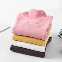 men and women baby bottoming plus velvet thickening autumn and winter new high collar sweater baby long sleeve baby shirt